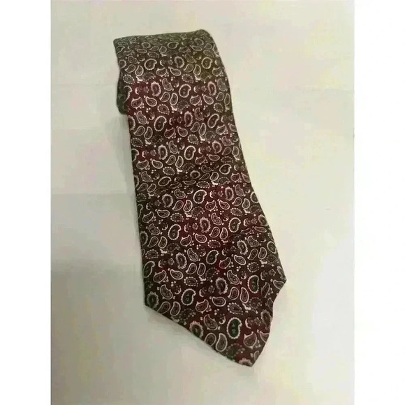Christian Dior Men's Vintage Brown Paisley Silk Tie - Picture 2 of 5